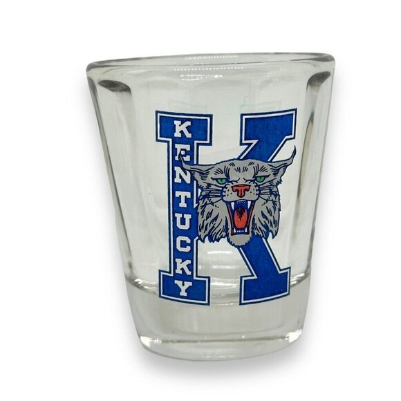 University of Kentucky Optic Shot Glass Wildcat Logo NWOT 1oz Ribbed Man Cave - Picture 5 of 5